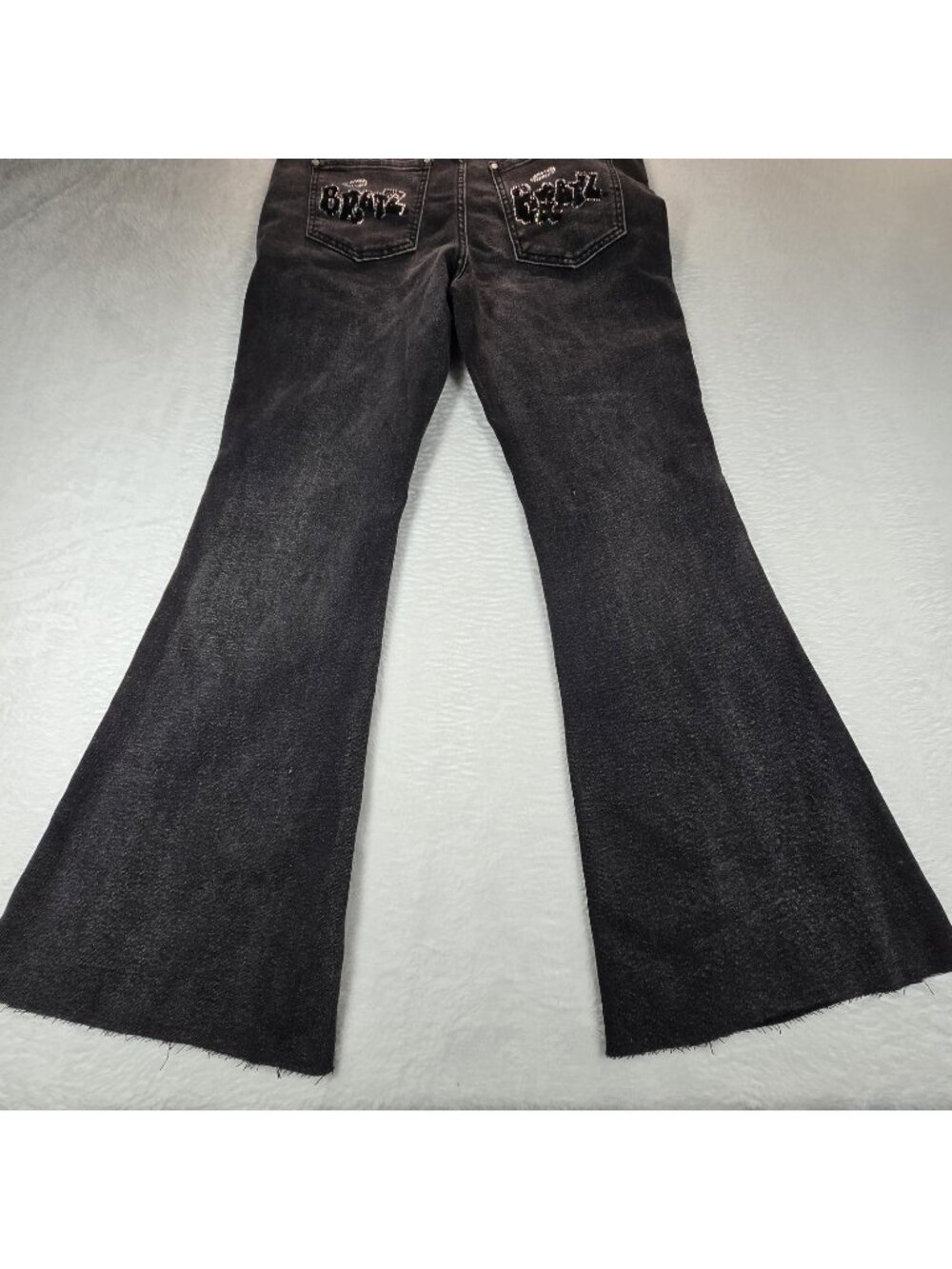 Bratz x Forever 21 Black Flare Jeans Rhinestone Y2K McBling Bell Bottom Size 30